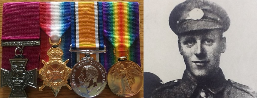 Photo of Lance Corporal Allan Lewis Leonard VC and his medal set