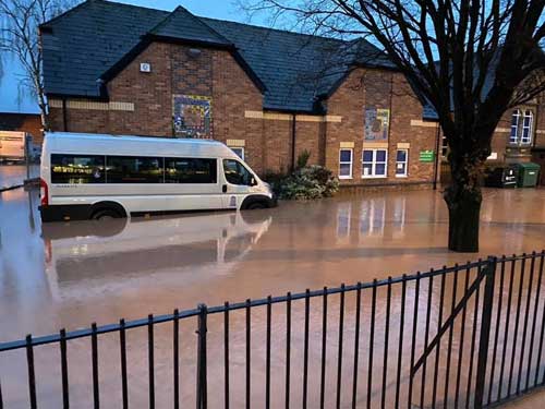 Holmer Primary School Hereford in floods Feb 2020