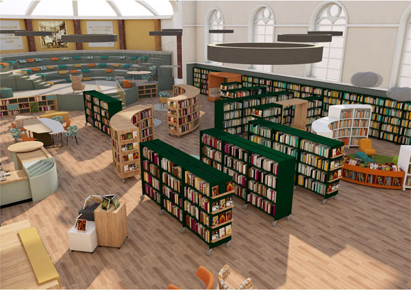 Artist's impression of library at Shirehall from door end