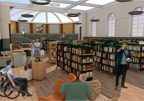 Artist's impression of library at Shirehall - groundfloor