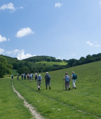 Walking group in Herefordshire countryside
