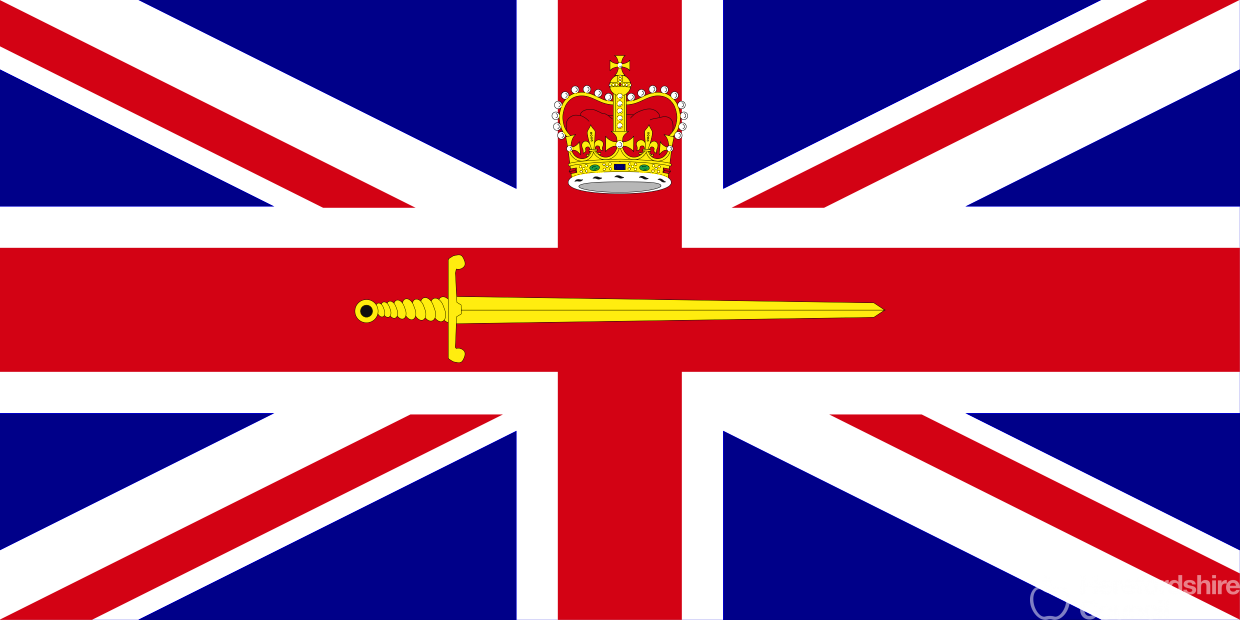 Lieutenanacy standard flag - a union jack with a gold sword and crown