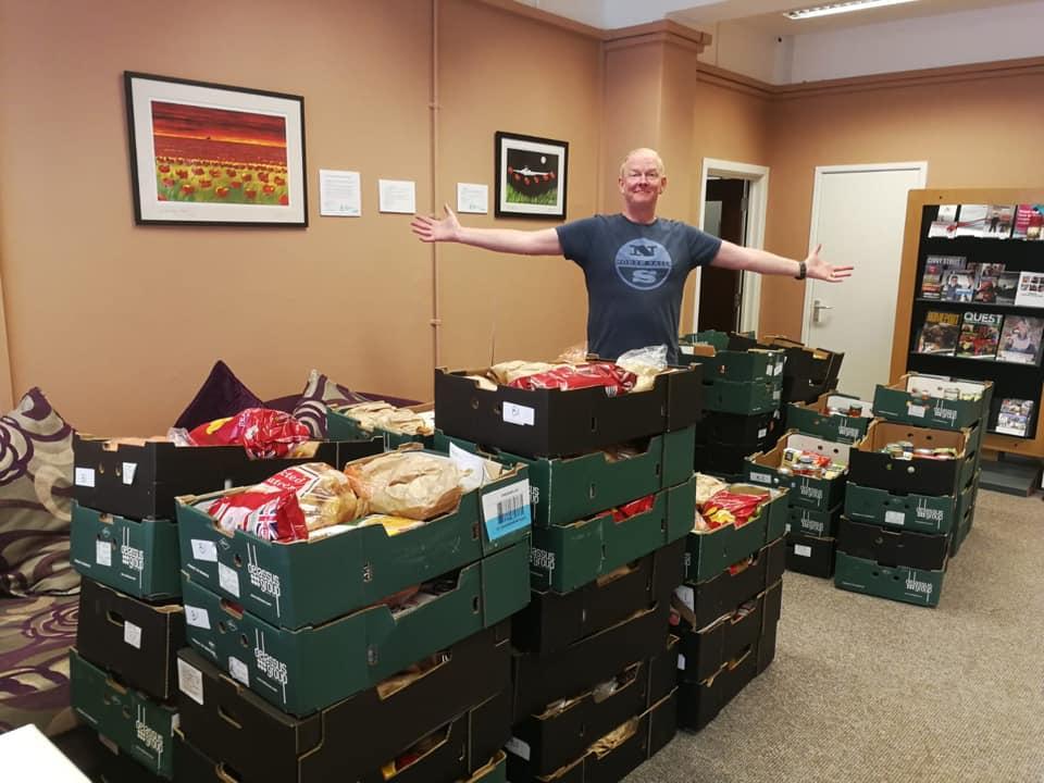 Veteren support centre manager Mike Davey with provisions for sheiling veterans