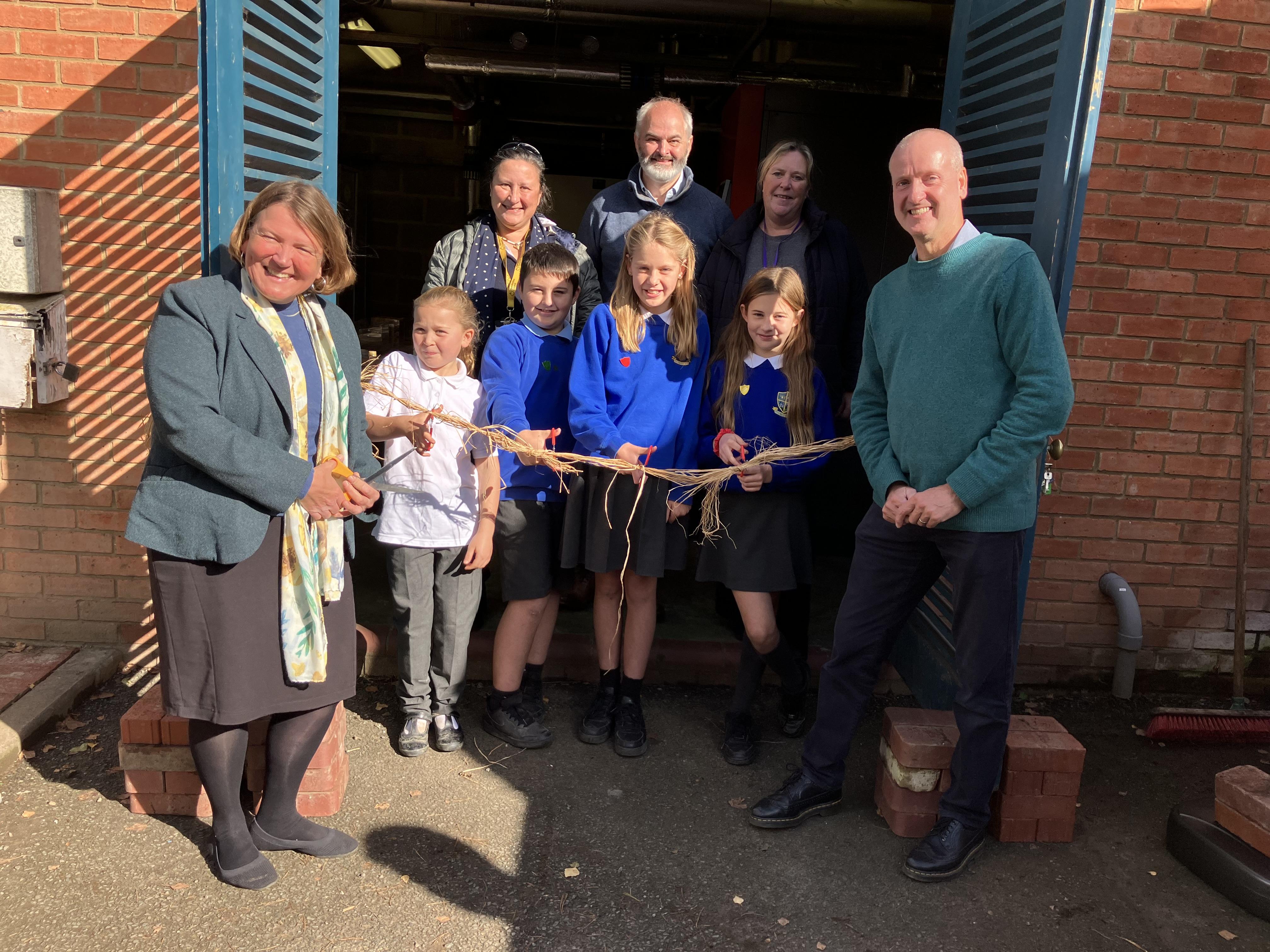Weobley Primary School biomass boiler is officially unveiled by Ellie Chowns MP