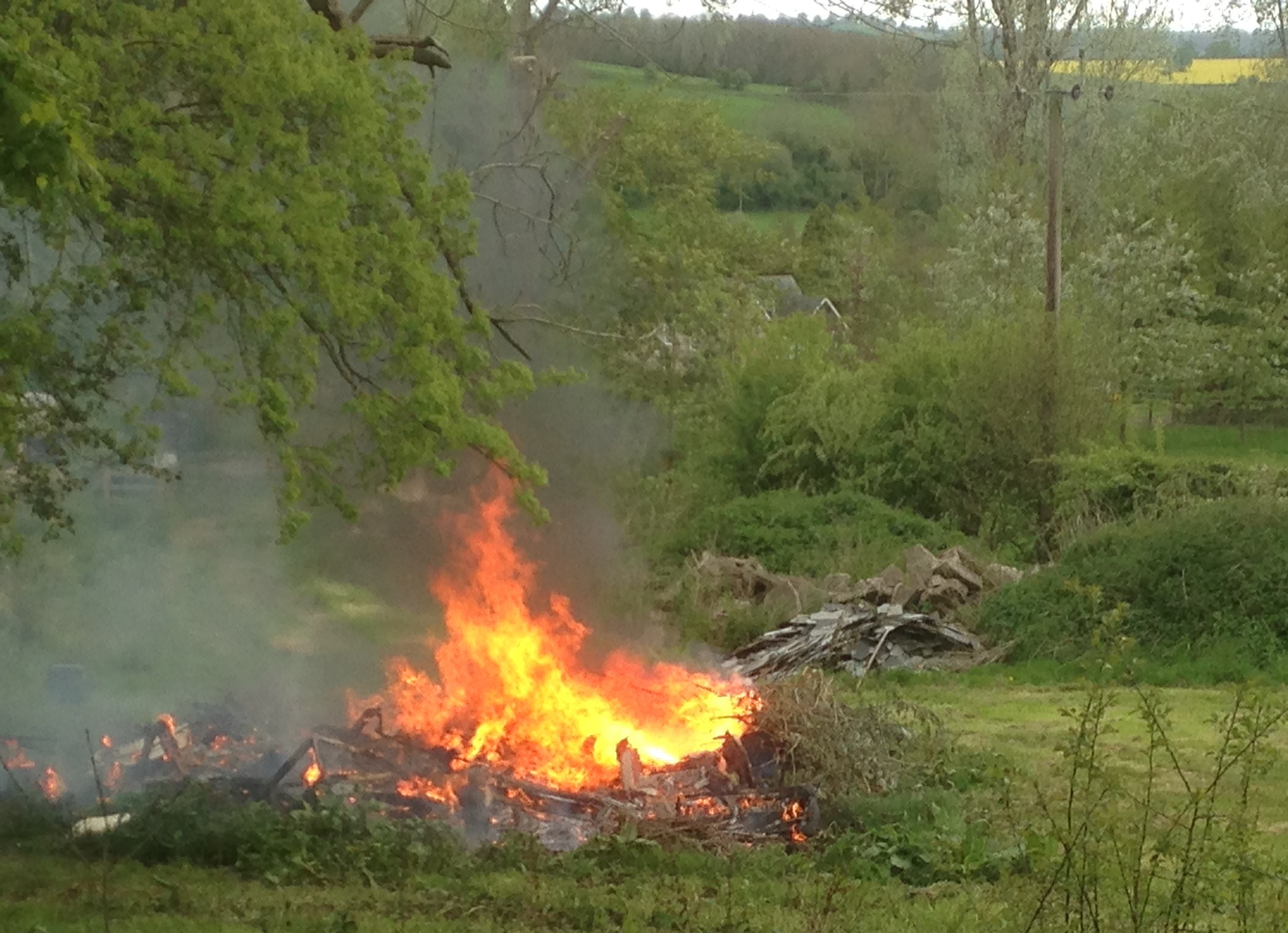 A big fire in a field of burning waste taken by community protection officers at Herefordshire Council