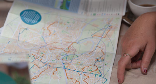 Map laid out on table to select route