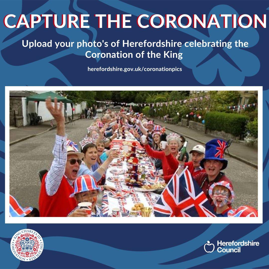 Picture of a street party with text - capture the coronation