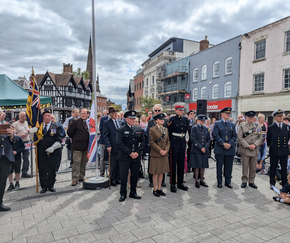 Group at Hereford Flag Raising Ceremony in High Town Hereford, 23 June 2025, to mark the start of Armed Forces Week.