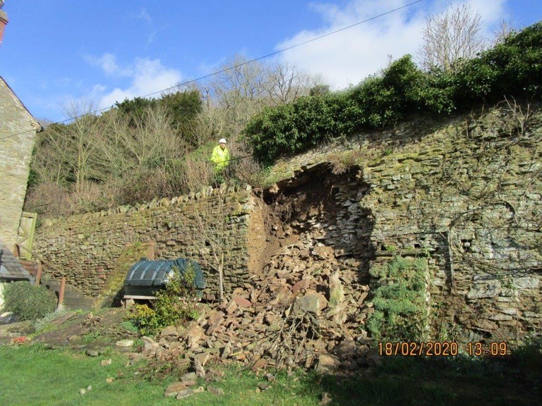 B4224 severely damaged by Storm Dennis