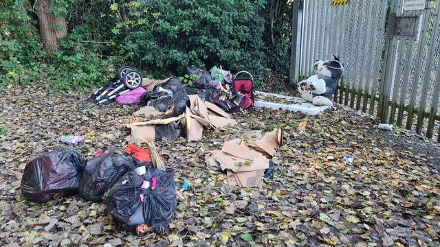 Ginhall lane fly tipped waste