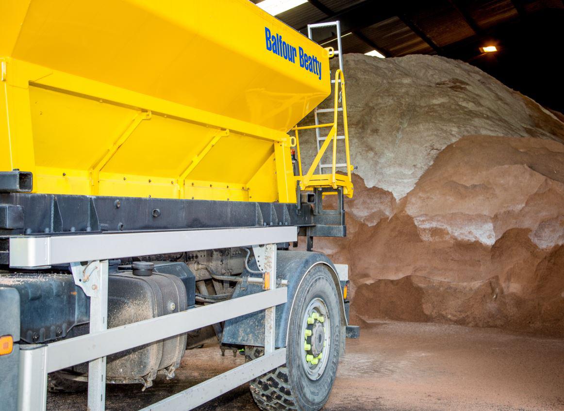 Gritter lorry and grit