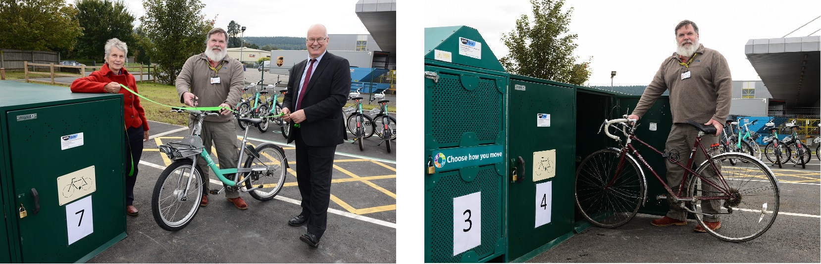 Councillor Trish Marsh, Councillor John Harrington and Mark Pearce open the new Park and Choose site at Rotherwas