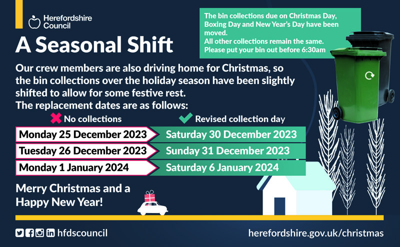 waste collection changes Christmas 2023