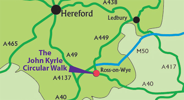 John Kyrle ,circular walk, location map