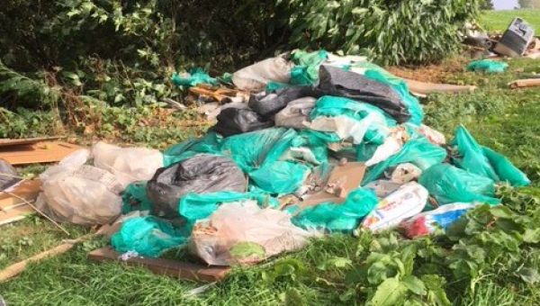 Photo of house renovation waste fly tipped in Madley © Herefordshire Council