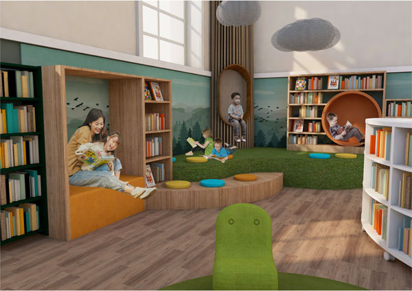 Artist's impression of library at Shirehall - children's area