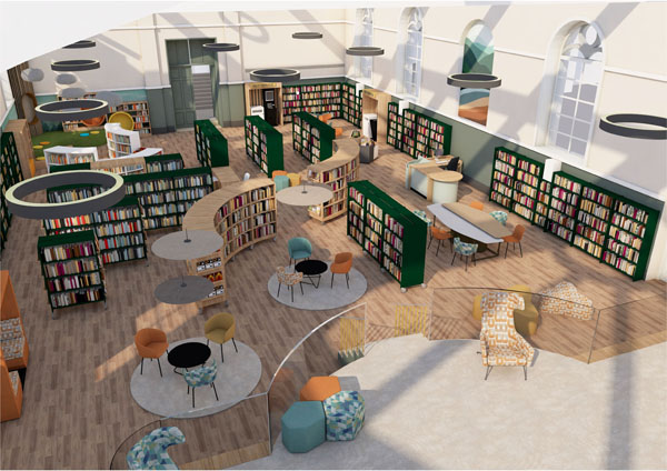 Artist's impression of Library at Shirehall from stage