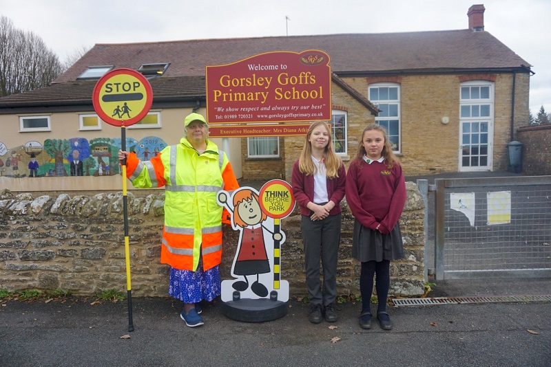 Liz Fishpool with two Gorsley Goffs students