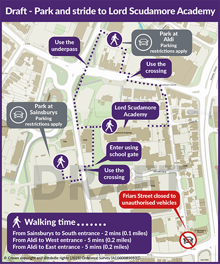Park and Stride map for Lord Scudamore Academy