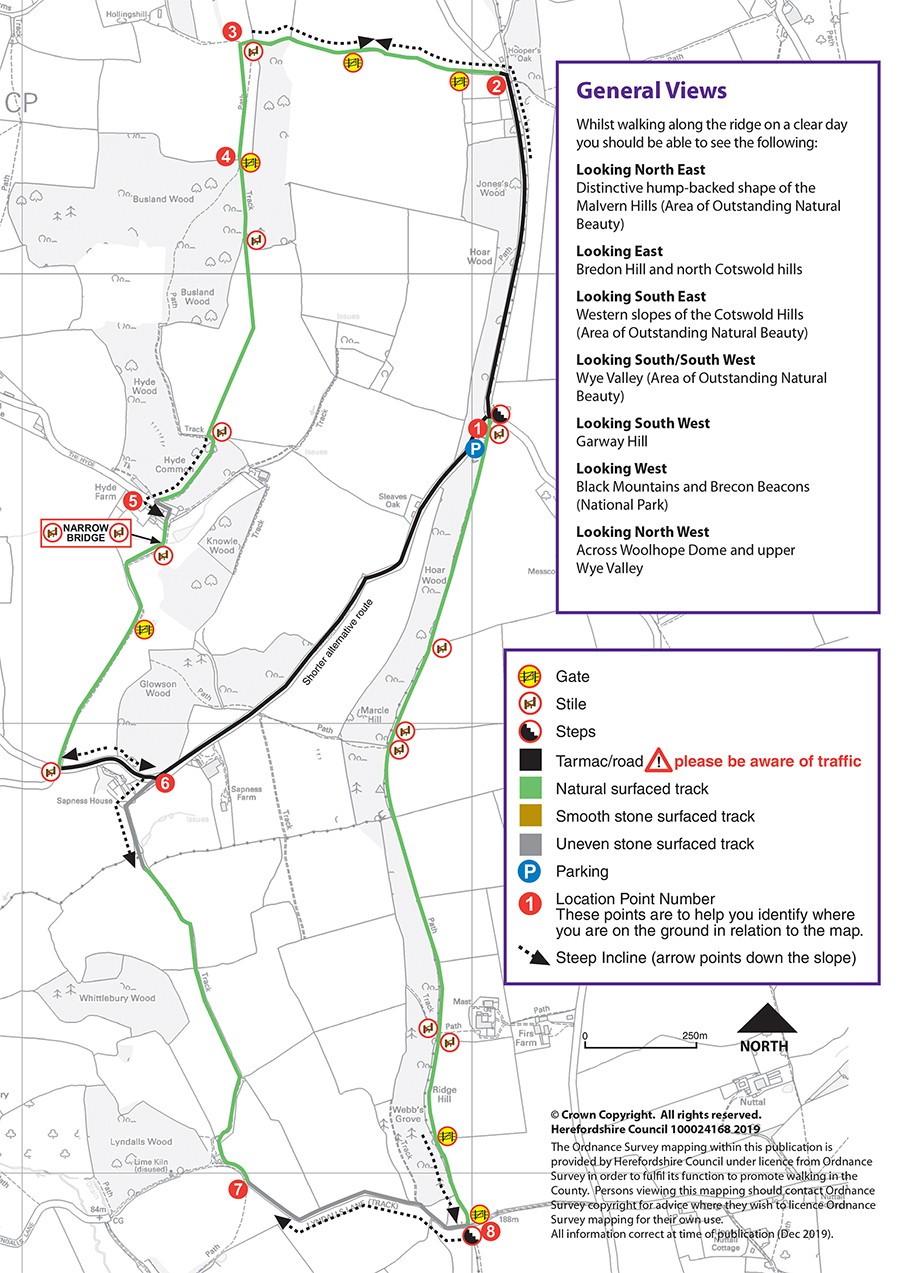 Marcle Ridge circular walk map