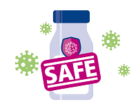 Stylised medicine bottle with text safe