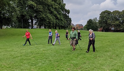 A group of Nordic walkers