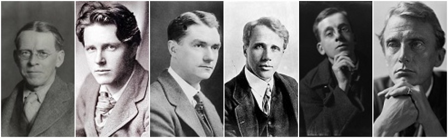 The Dymock Poets - Lascelles Abercrombie, Rupert Brooke, John Drinkwater, Robert Frost, Wilfrid Gibson and Edward Thomas