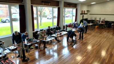 Volunteers working at Ledbury repair cafe