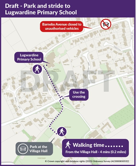 Park and Stride map for Lugwardine Primary School