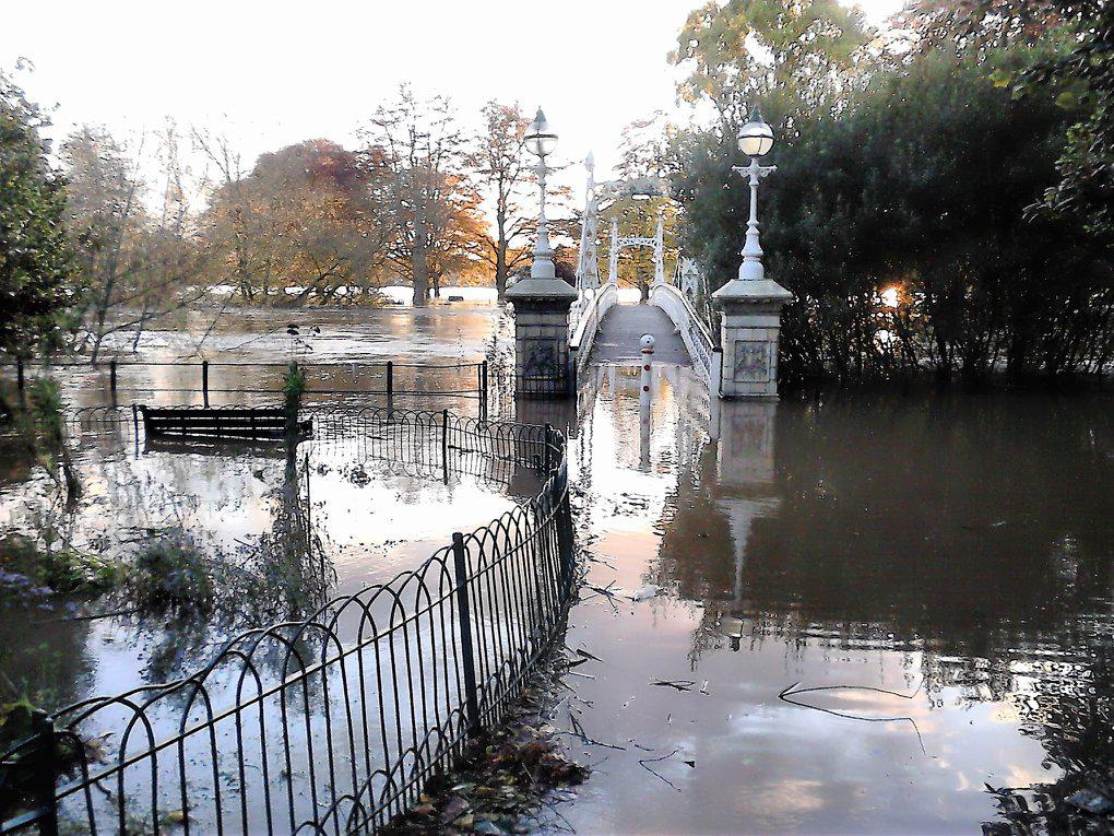 Flooding at Victoria Bridge in Hereford in October 2019