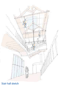 Stair hall sketch of Hereford Museum and Art Gallery
