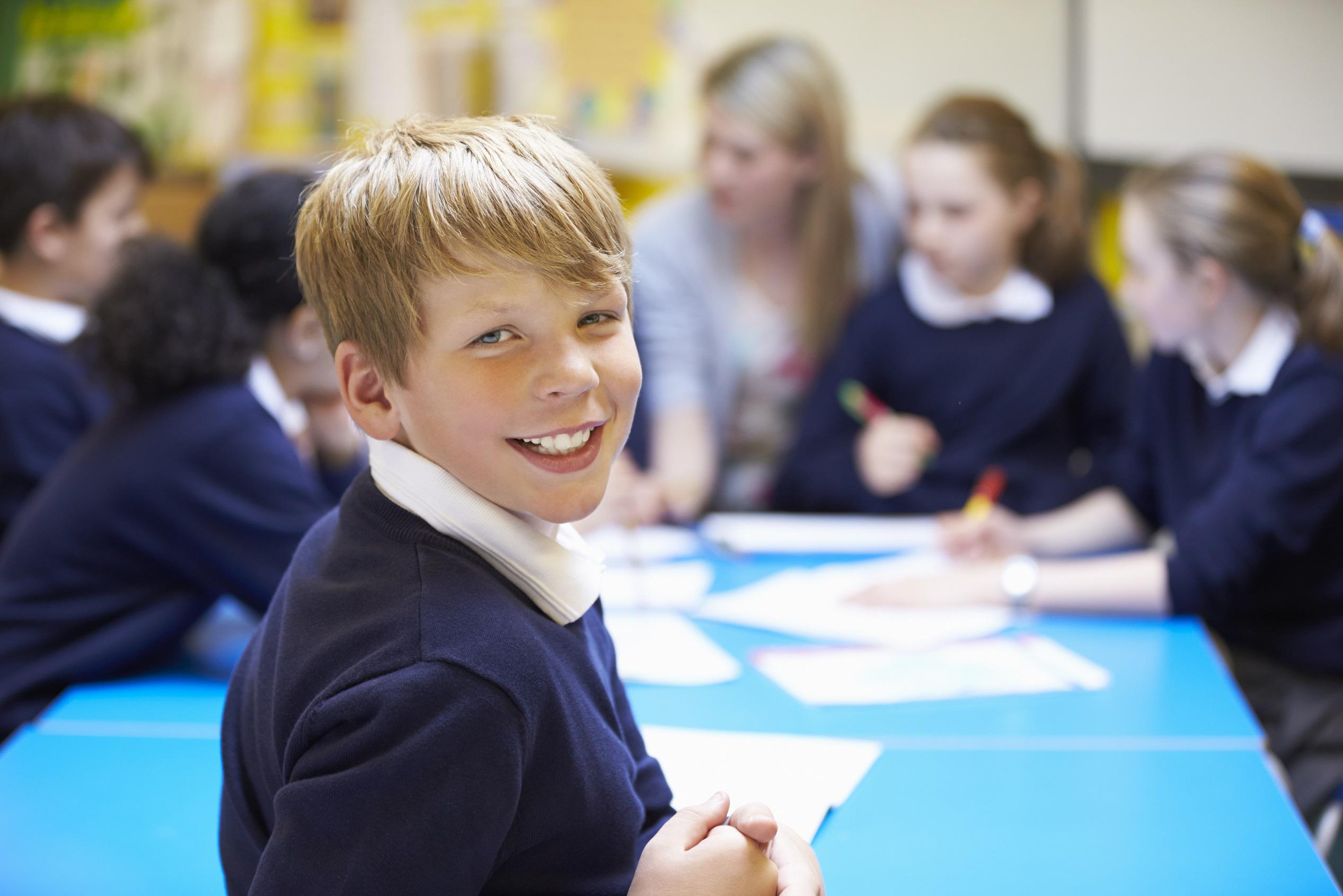 Young boy in a classroom