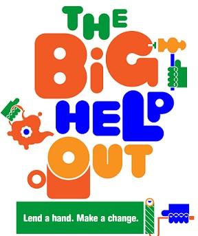 Stylised text - the big help out - lend a hand make a change