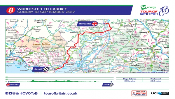 Tour of Britain Stage 8 map