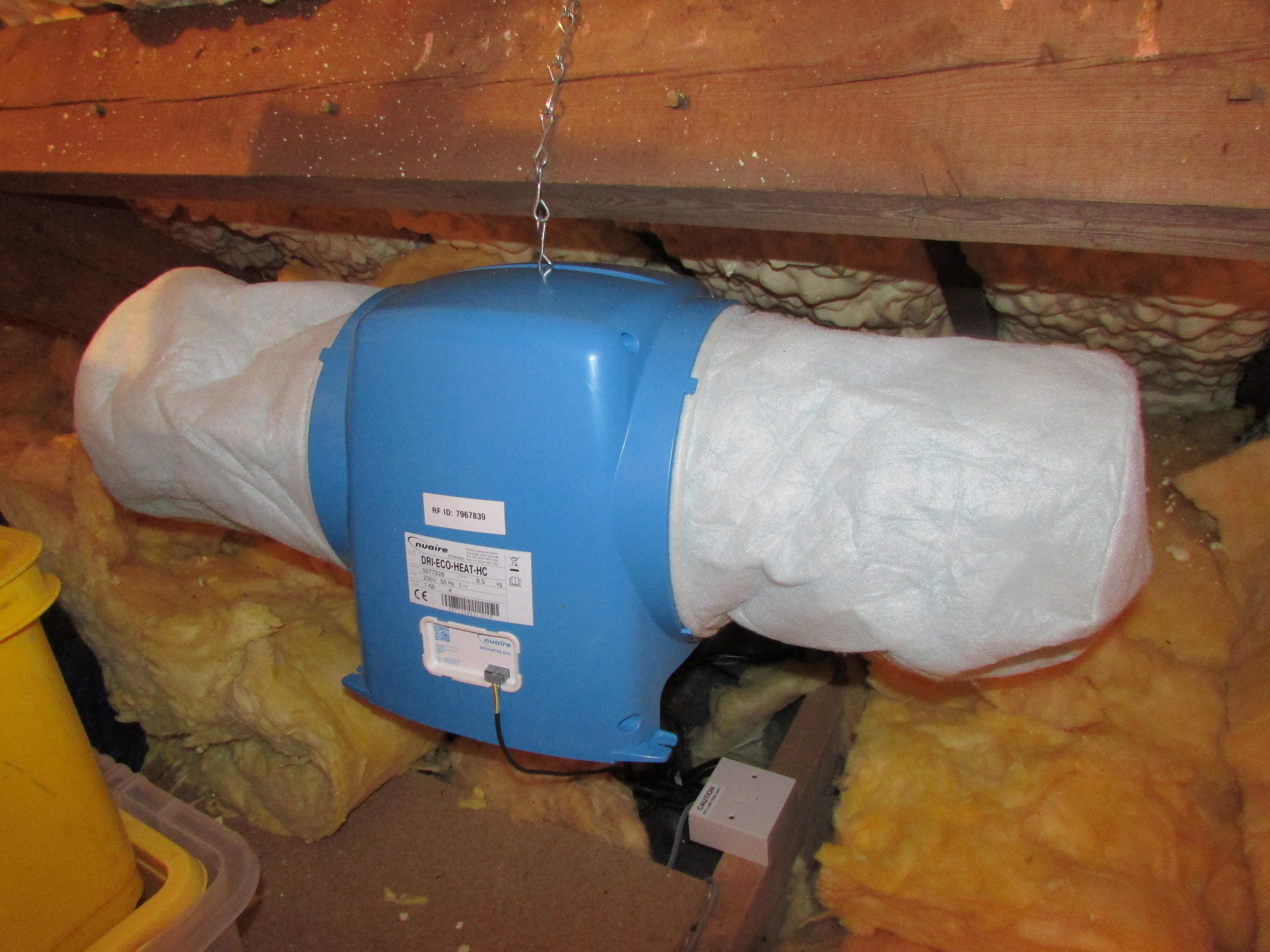 A ventilator that has been fitted in a loft