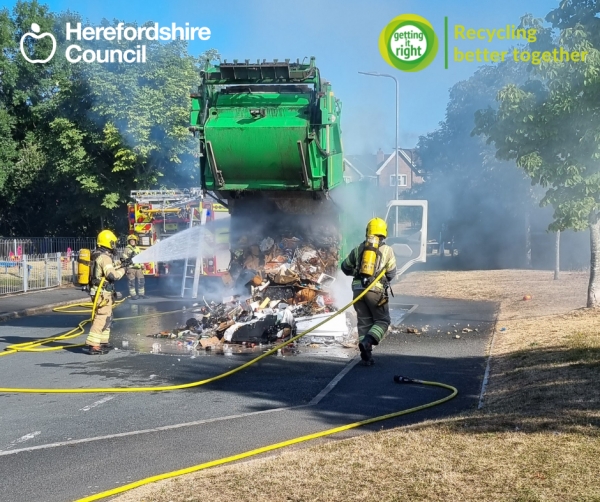 Recycling lorry fire caused by batteries