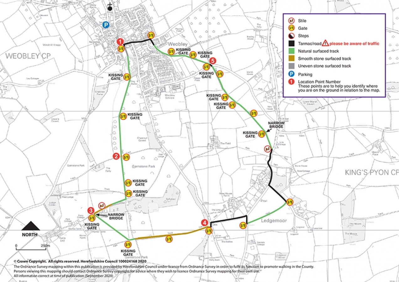 Weobley circular walk map