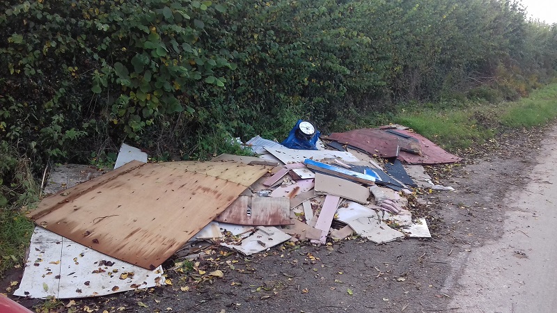 Fly tipped waste at Acton green