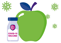 stylised Apple with medicine bottle