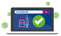 Stylised laptop screen with green tick