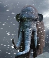 Woolly mammoth in snowstorm