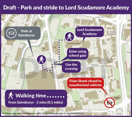 Park and Stride map for Lord Scudamore Academy