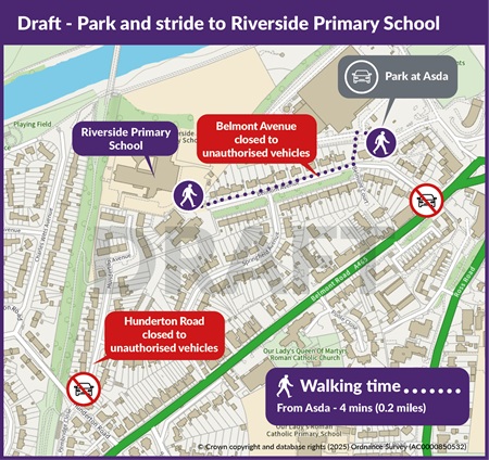 Park and Stride map for Riverside Primary School