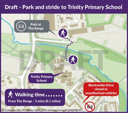 Park and Stride map for Trinity Primary School