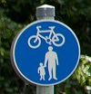 Pedestrian and cycling shared use pavement sign