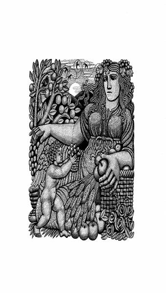 Wood engraving called To Autumn by Harry Brockway
